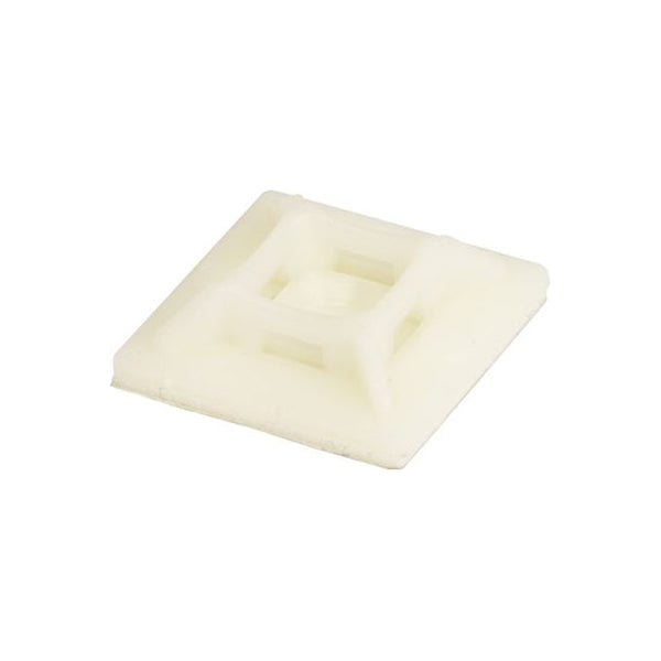 Cable Tie Base Self-Adhesive 19x19mm - For 3.5mm Tie, White Pack of 50