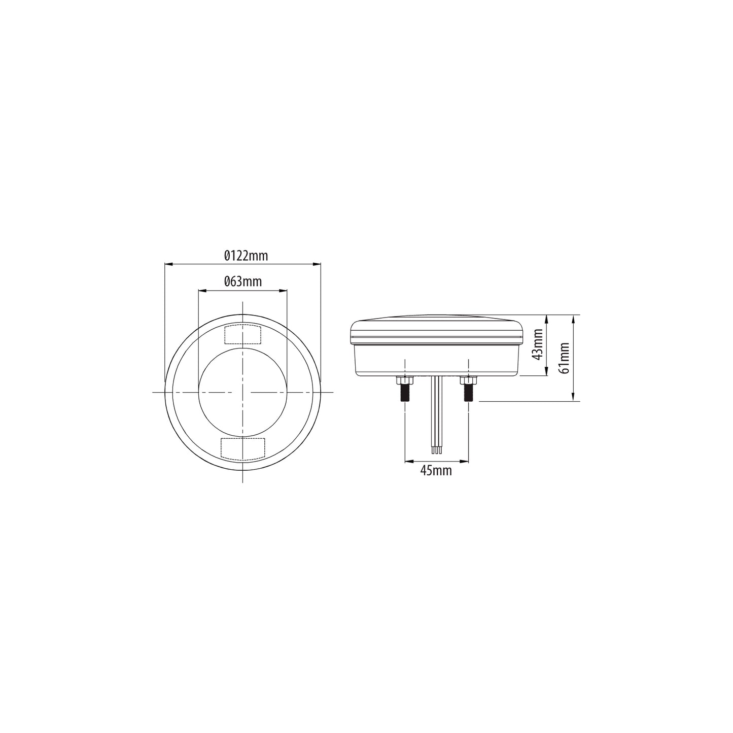 LED Tail Lamp - 5" Stop/Indicator/Tail, 10?30V, ABS Housing, Polycarbonate Lens, IP67, ECE Reg 3/6/7 Qty 1