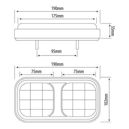 LED Tail Lamp - Multifunction, 12?24V, Stop/Tail/Indicator, ABS Housing, Acrylic Lens, IP67, ECE Reg 3/6/7, Includes Reflector Qty 1