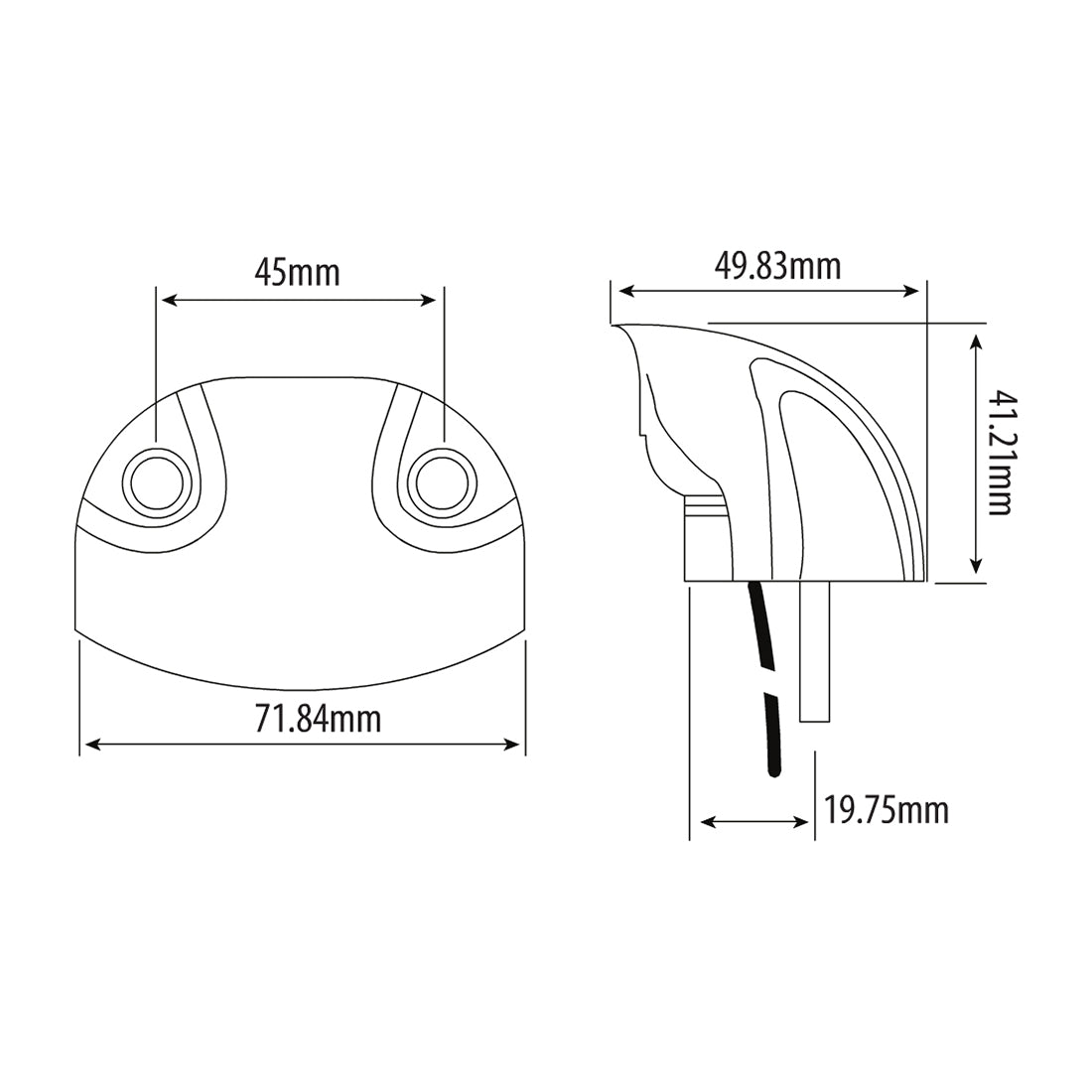 LED Number Plate Lamp - 72 x 50mm, 10?30V, ABS Housing, Polycarbonate Lens, IP67, ECE Reg 4 Qty 1