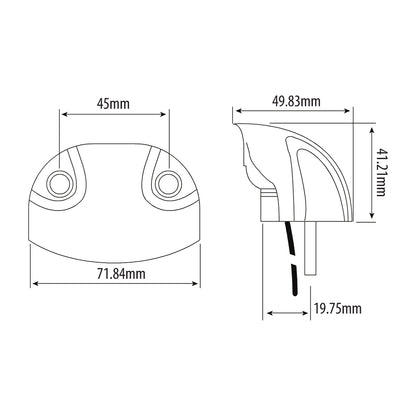 LED Number Plate Lamp - 72 x 50mm, 10?30V, ABS Housing, Polycarbonate Lens, IP67, ECE Reg 4 Qty 1