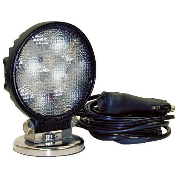LED Worklamp - 4" Round Magnetic Base, 1350Lm, 12?28V, 18W, Aluminium Housing, Acrylic Lens, 9.5m Cable Qty 1