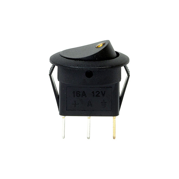 LED Spot Rocker Switch - 12V, Amber, Fits Ø12.5mm Hole, 16A, 6.3mm Blade Terminals Pack of 10