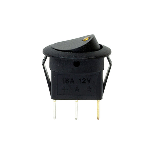 LED Spot Rocker Switch - 12V, Amber, Fits Ø12.5mm Hole, 16A, 6.3mm Blade Terminals Pack of 10