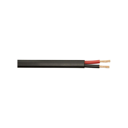 Thick Wall Flat Twin Cable - 2 x 2mm, Black Outer, 100m Roll, 17.5A, For Commercial Applications Length 100 m