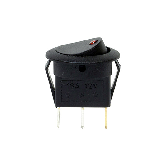 LED Spot Rocker Switch - 12V, Red, Fits Ø12.5mm Hole, 16A, 6.3mm Blade Terminals Pack of 10
