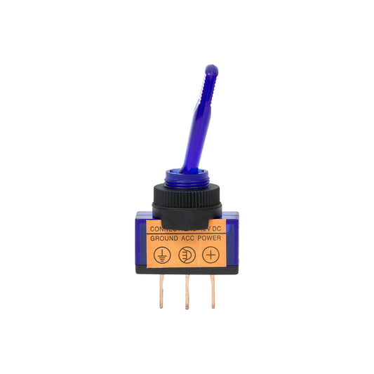 Illuminated Toggle Switches - 12V, Blue, Fits Ø12.5mm Hole, 20A, With Bulb Pack of 10