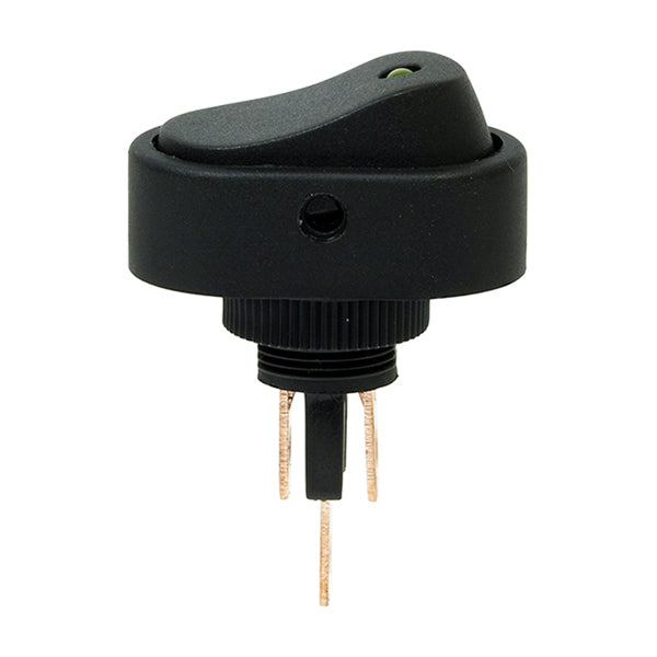 LED Rocker Switch - 12V, Amber, Fits Ø12.5mm Hole, 16A, 6.3mm Blade Terminals Pack of 10