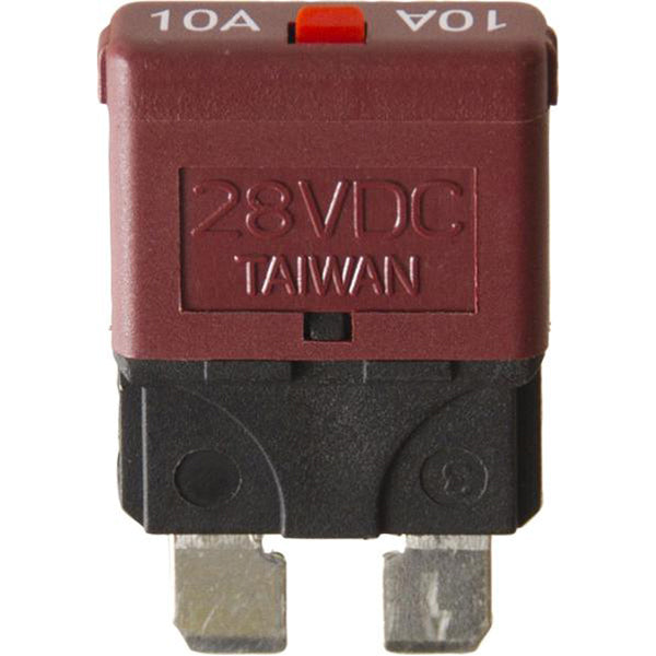 Circuit Breaker Blade Fuse 10A 28V DC Standard Manual Reset Pack of 5