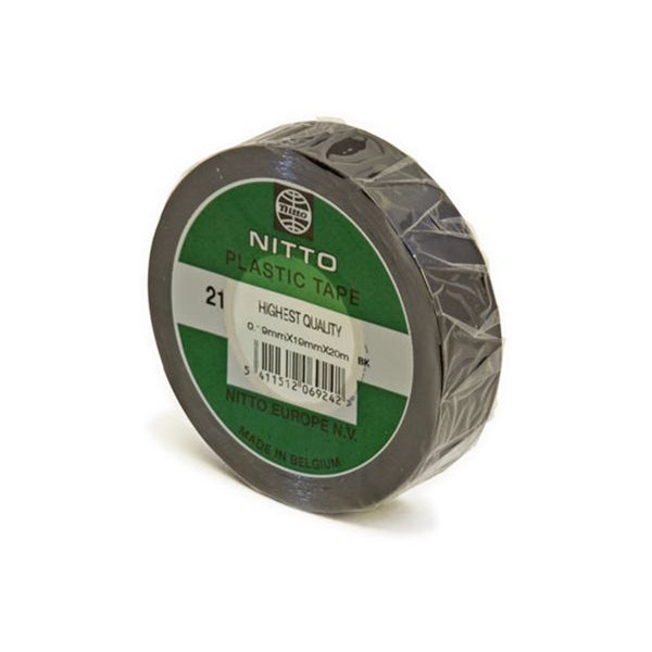Nitto No.21 Tape 19mm x 20m Black 0.20mm Thickness Heavy Duty Pack of 10 Rolls