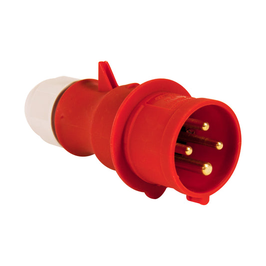 Industrial Plug - 415V, 16A, Red, 5?Pin, IP44 Rated Pack of 1