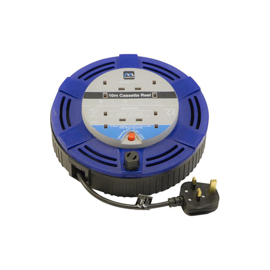 240V Cable Reel Cassette 10m 10A BS EN61242 4 Socket Heavy Duty Qty 1