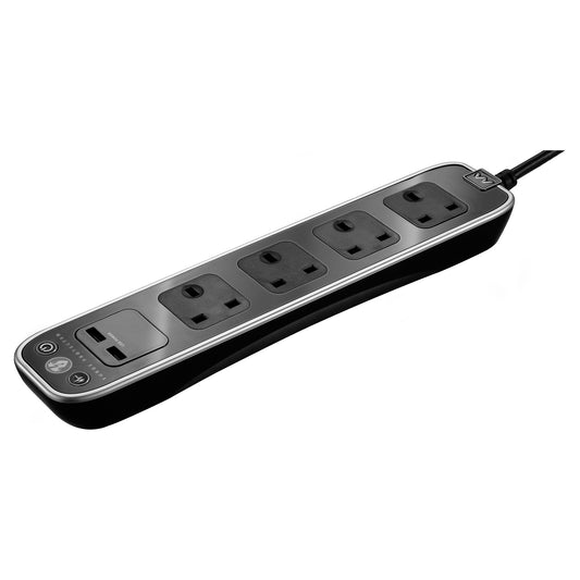 Surge Protector Extension Lead 4-Way 2m Cable with 2 USB Sockets Qty 1