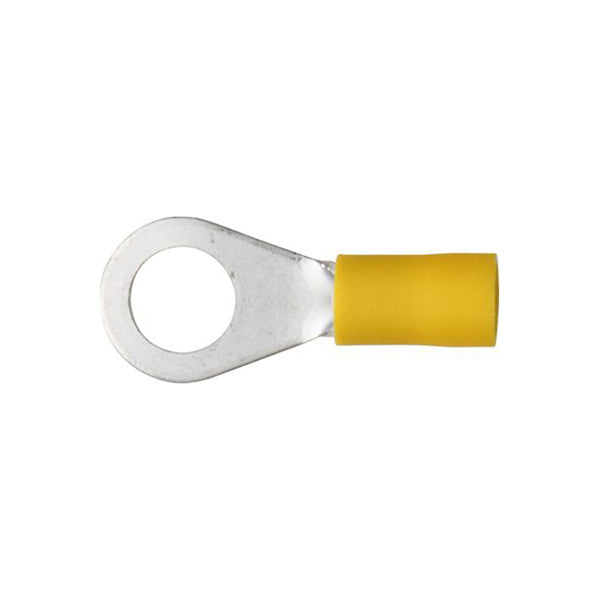 Yellow Ring Terminals 8.4mm (5/16") Standard Length for 4.0–6.0mm² Cable Pack of 100