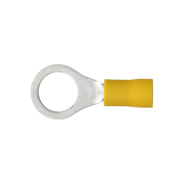 Yellow Ring Terminals 10.5mm (3/8") Standard Length for 4.0–6.0mm² Cable Pack of 100