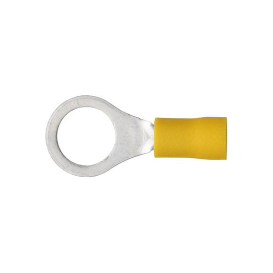 Yellow Ring Terminals 10.5mm (3/8") Standard Length for 4.0–6.0mm² Cable Pack of 100