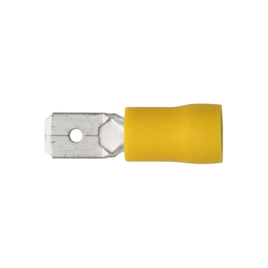 Yellow Push?On Male Terminals 6.3mm for 4.0–6.0mm² Cable Pack of 100