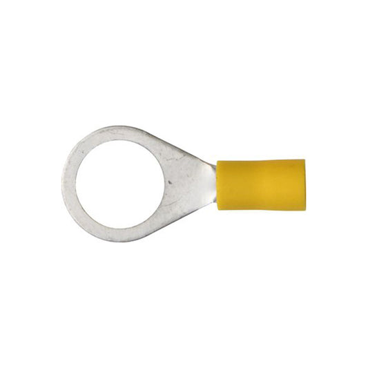 Yellow Ring Terminals 13.0mm (1/2") Standard Length for 4.0–6.0mm² Cable Pack of 100
