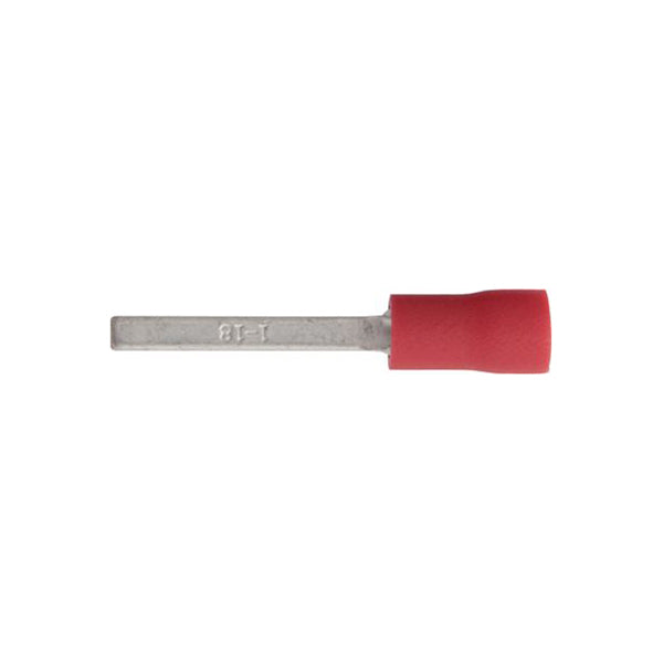 Red Blade Terminals 18mm x 2.3mm for 0.5–1.5mm² Cable Pack of 100
