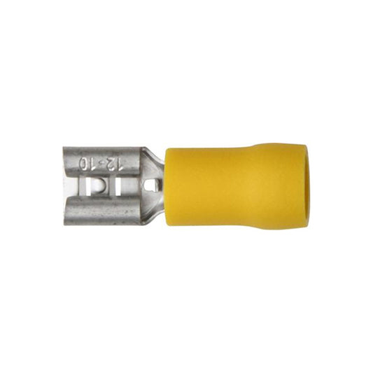 Yellow Push?On Female Terminals 6.3mm for 4.0–6.0mm² Cable Pack of 100