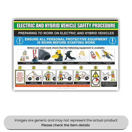 Electric Vehicle Safety Poster 750MMx500mm For Vehicles Pack Qty 1