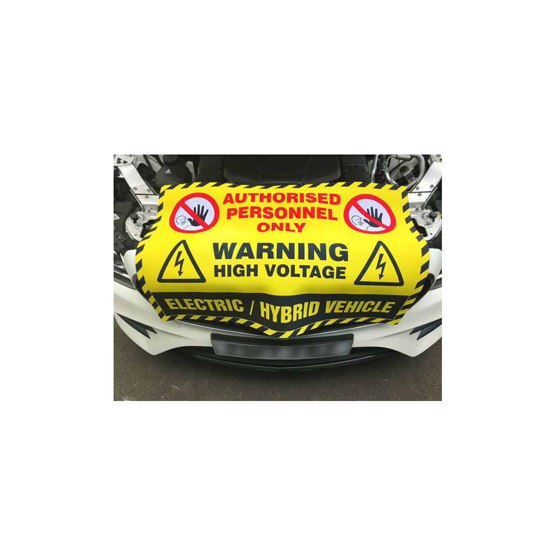 EV Warning Wing Cover - 90 x 60cm, Hi?Vis Printed, Anti?Slip Rubber Backing, Polyester Facing, For EV/Hybrid Cars Qty 1