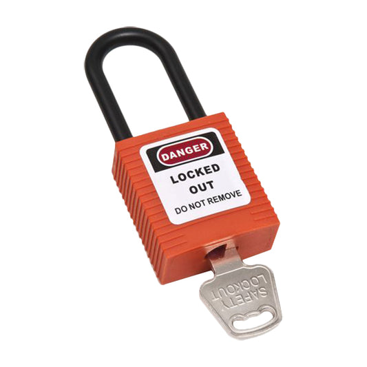 EV Lockout Safety Padlock - 38mm Body, 40mm Shackle, Nylon Insulated, Supplied with 2 Keys Qty 1