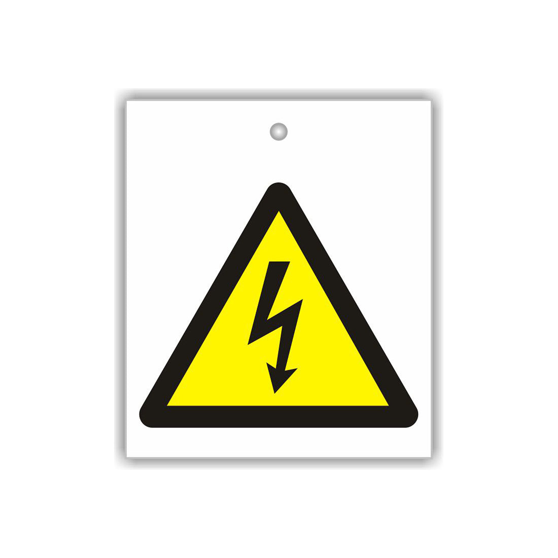 EV High Voltage Sign - 25 x 20cm, ISO Pictogram, Polymer Panel with Suction Mount, For Hazard Warning Qty 1