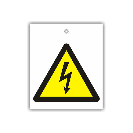 EV High Voltage Sign - 25 x 20cm, ISO Pictogram, Polymer Panel with Suction Mount, For Hazard Warning Qty 1