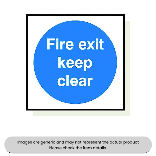 Fire Exit Keep Clear Self-Adhesive 120X120MM Pack Qty 1