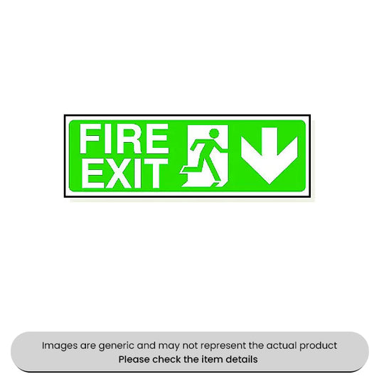 Fire Exit Down Arrow Self-Adhesive 150X450MM Pack Qty 1