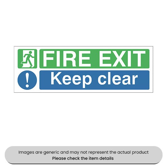 Fire Exit Keep Clear Self-Adhesive 150X450MM Pack Qty 1
