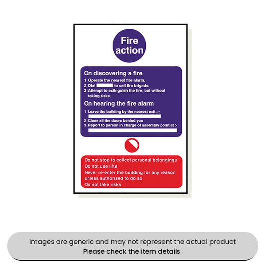 Fire Action Adhesive 240X360MM Pack Qty 1