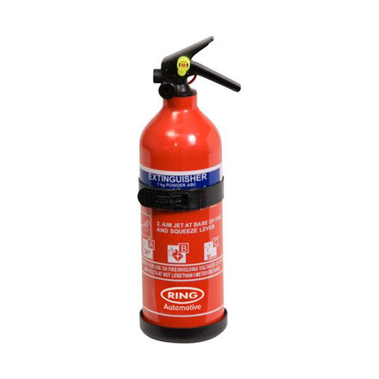 RING Fire Extinguisher - 1kg ABC Dry Powder, With Mounting Bracket, For Solid/Liquid/Gas/Electrical Fires Qty 1