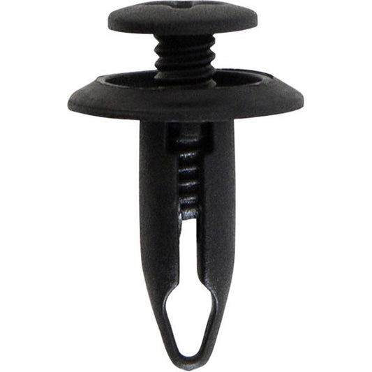 Screw Rivet Retainer Clips - Ø6mm Hole, Ø16mm Flange x 17mm Stem, Black, Fits Ford Pack of 20