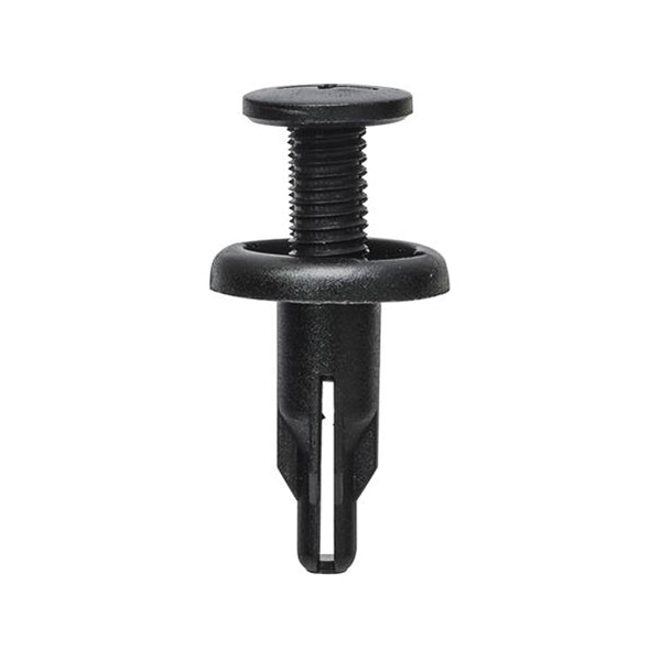 Push Type Retainers - Ø7.5mm Hole, Ø18mm Flange x 22mm Stem, Black Pack of 20