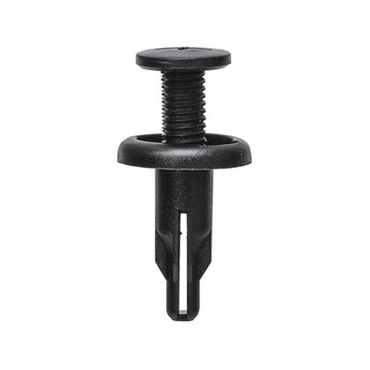Push Type Retainers - Ø7.5mm Hole, Ø18mm Flange x 22mm Stem, Black Pack of 20