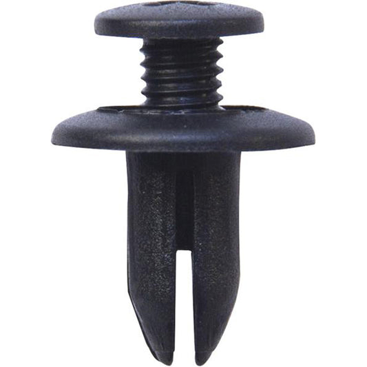 Screw Rivets - Ø6mm Hole, Ø15mm Flange x 17mm Stem, Black, Fits Ford Pack of 50