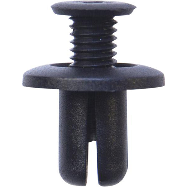 Screw Rivets - Ø10mm Hole, Ø20mm Flange x 14mm Stem, Black, Fits Honda/Land Rover/Mazda/Mini/Nissan/SsangYong/Toyota Pack of 50