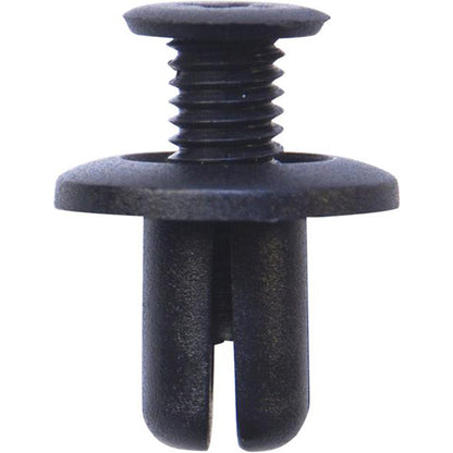 Screw Rivets - Ø10mm Hole, Ø20mm Flange x 14mm Stem, Black, Fits Honda/Land Rover/Mazda/Mini/Nissan/SsangYong/Toyota Pack of 50
