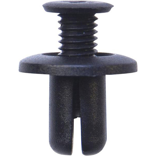 Screw Rivets - Ø10mm Hole, Ø20mm Flange x 14mm Stem, Black, Fits Honda/Land Rover/Mazda/Mini/Nissan/SsangYong/Toyota Pack of 50