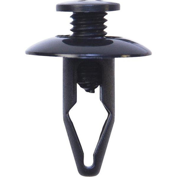 Screw Rivets - Ø6.4mm Hole, Ø15mm Flange x 13mm Stem, Black, Fits GM/Honda/Mazda/Ford Pack of 50