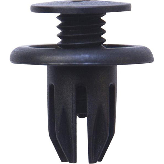 Screw Rivets - Ø8mm Hole, Ø20mm Flange x 20mm Stem, Black, Fits Ford/Kia/Mazda/Nissan Pack of 50