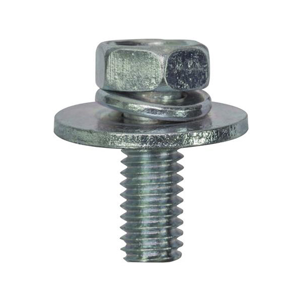 Bolts with Washers - M6 x 12mm Thread, Ø18mm Washer, Zinc Plated Pack of 20