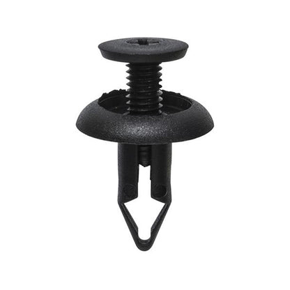 Bumper Liner Retainers - Push Type, Ø6mm Hole, Ø15mm Flange x 13mm Stem, Black Pack of 20