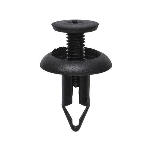 Bumper Liner Retainers - Push Type, Ø6mm Hole, Ø15mm Flange x 13mm Stem, Black Pack of 20