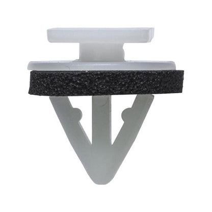 Plate Retainer Clip - 15.5 x 15.3 x 16.7mm, Hole Ø 7.5, White/Black Pack of 20