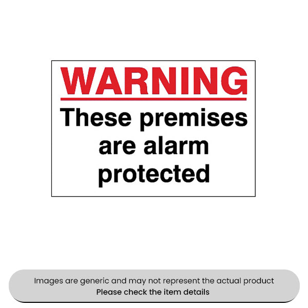 Warning Premises Alarm Adhesive 240X360MM Pack Qty 1