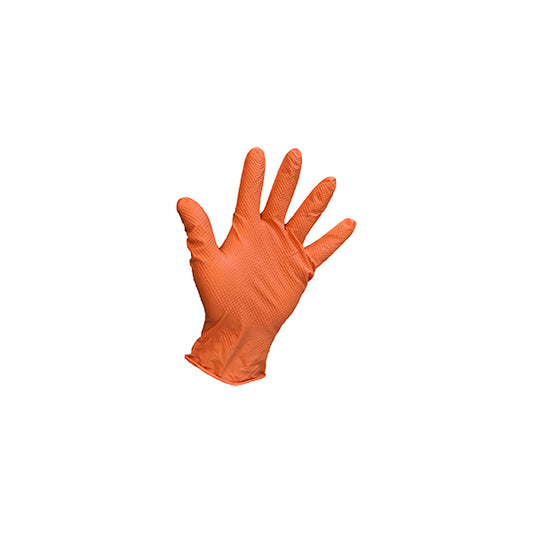 OnHand ‘Grip Plus’ Orange Nitrile Gloves - Size L, EN455/EN1186/EN374?2/EN374?3, Textured Grip, Latex?Free Boxes of 10 x 90