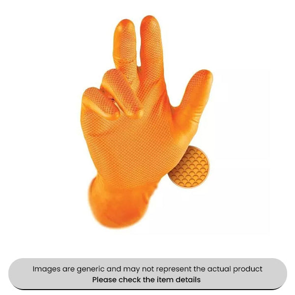 Orange Large Grippaz Nitrile Gloves Fish Scale Grip Nitrile Pack Qty 50
